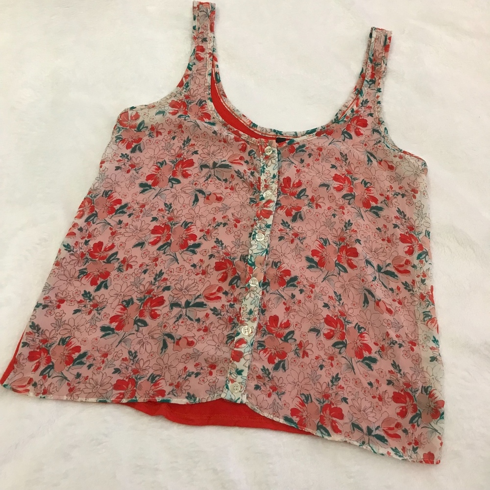 Full Tilt Orange Tank with sheer front